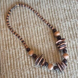 Vintage Chunky Natural Wood Disk necklace